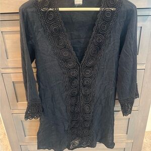 La Blanca Black Crochet coverup